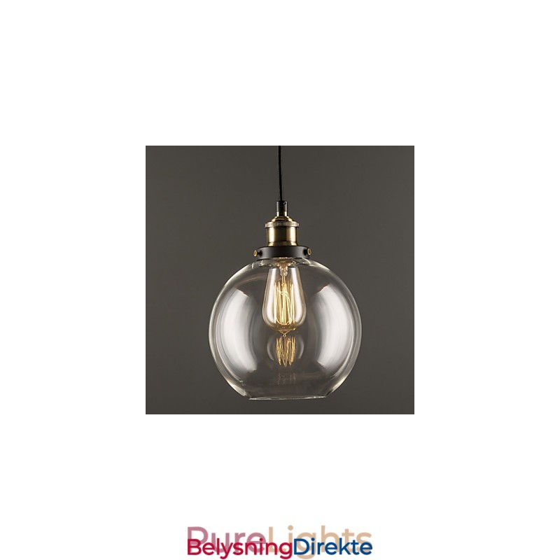 Industriell Fabrikkpendellampe Antikk Messing Én Lysarmatur Glassskjerm Kafépendellampe