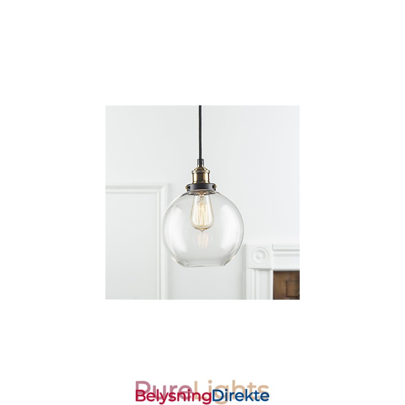 Industriell Fabrikkpendellampe Antikk Messing Én Lysarmatur Glassskjerm Kafépendellampe