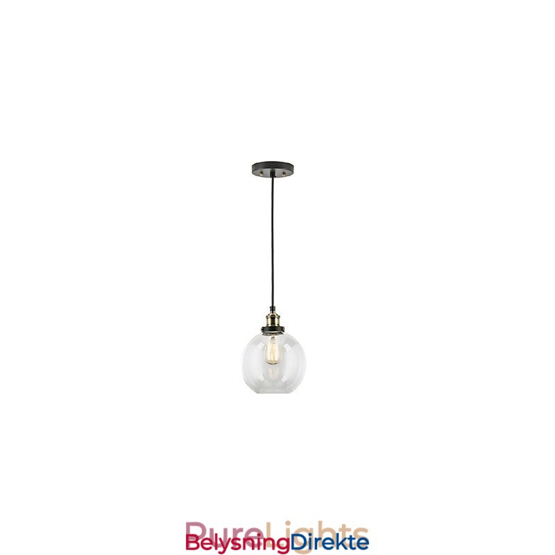 Industriell Fabrikkpendellampe Antikk Messing Én Lysarmatur Glassskjerm Kafépendellampe