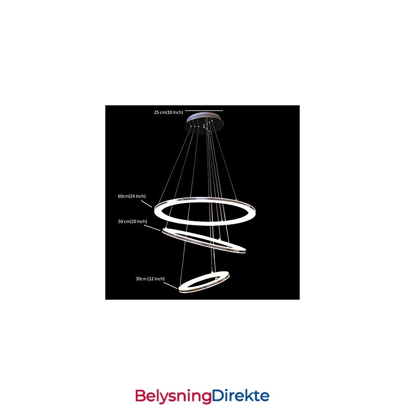 Moderne Pendellampe Med 3 Ringer I Akryl