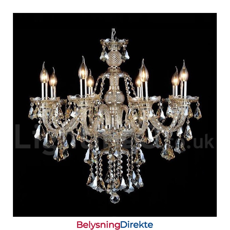 Retro Konjakkfarget K9 Krystall Moderne Lysekrone Med 8 Lys