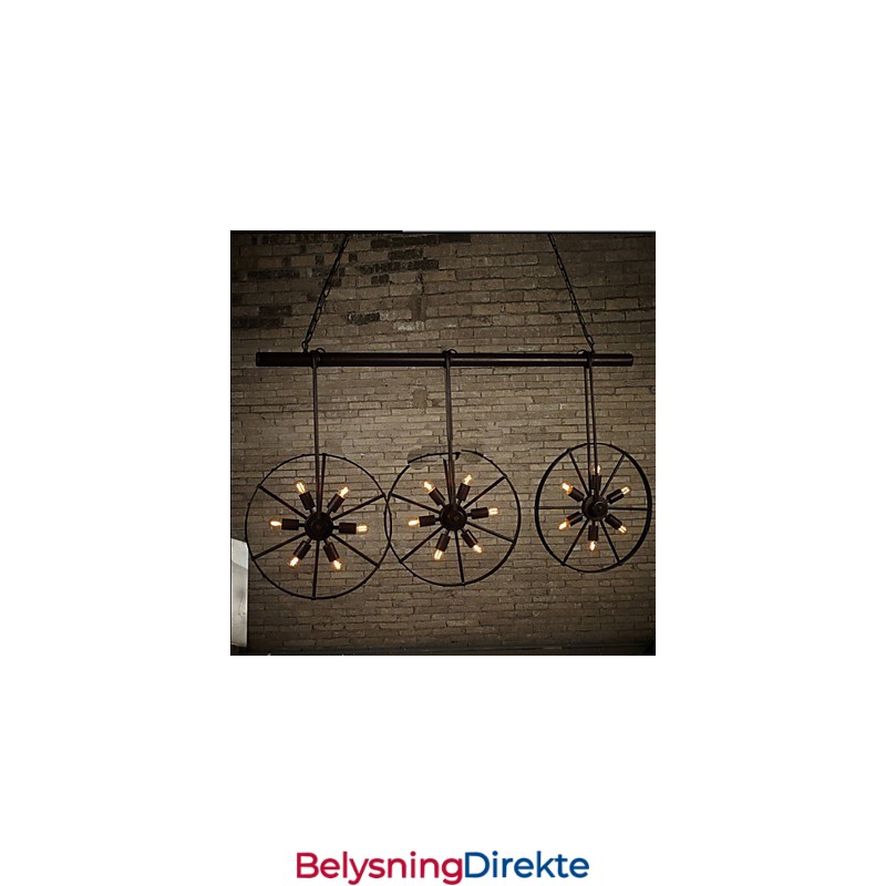 Retro Kafélysekrone Med Jernhjul