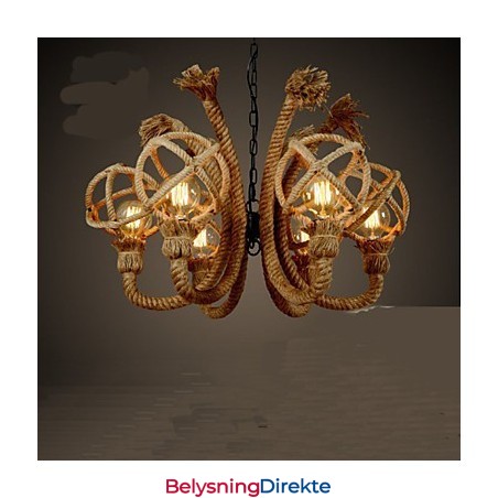 Amerikansk Landlig Lysekrone I Jernkunst Med Hamptau