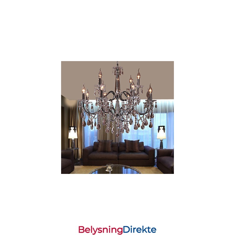 Lysekrone I Krystall, Moderne, 2-Etasjers, 12 Lys