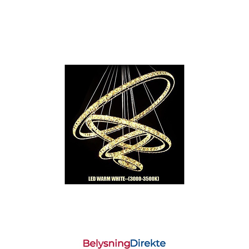 Krystall Pendellampe I Tak, Klar Krystall, Rund, 4 Ringer, 40 Cm, 60 Cm, 80 Cm, Armaturer