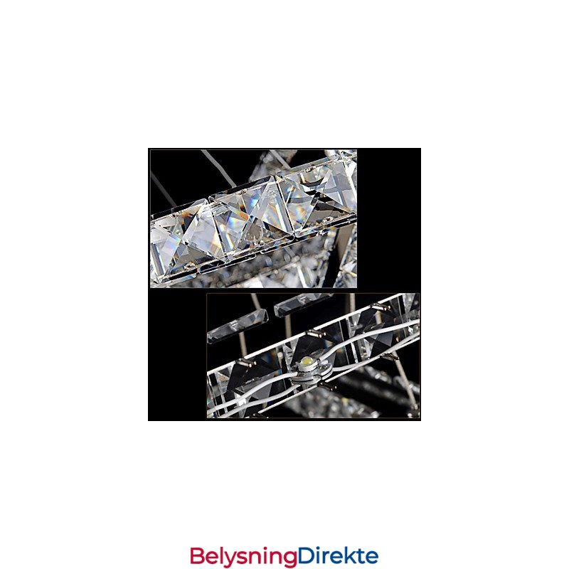 Krystall Pendellampe I Tak, Klar Krystall, Rund, 4 Ringer, 40 Cm, 60 Cm, 80 Cm, Armaturer