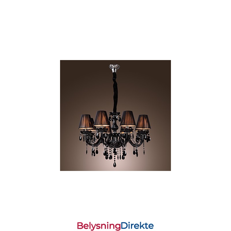 Luksuriøs Moderne Lysekrone I Svart Krystall Med 8 Lys