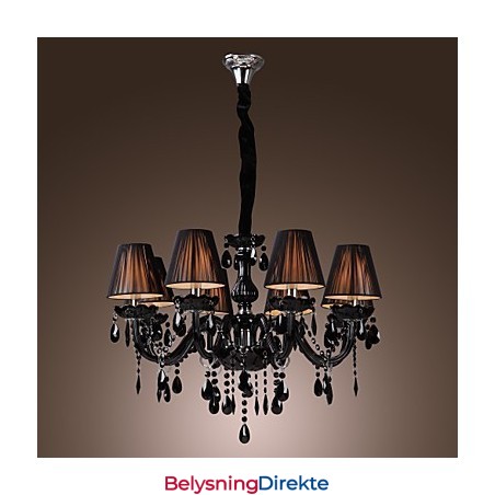 Luksuriøs Moderne Lysekrone I Svart Krystall Med 8 Lys