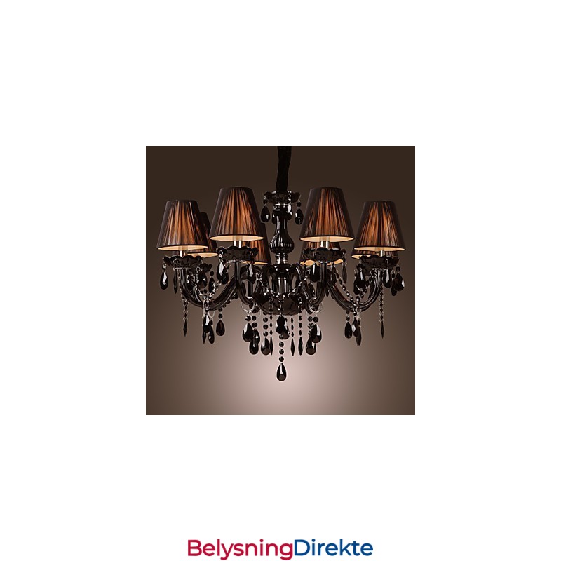 Luksuriøs Moderne Lysekrone I Svart Krystall Med 8 Lys