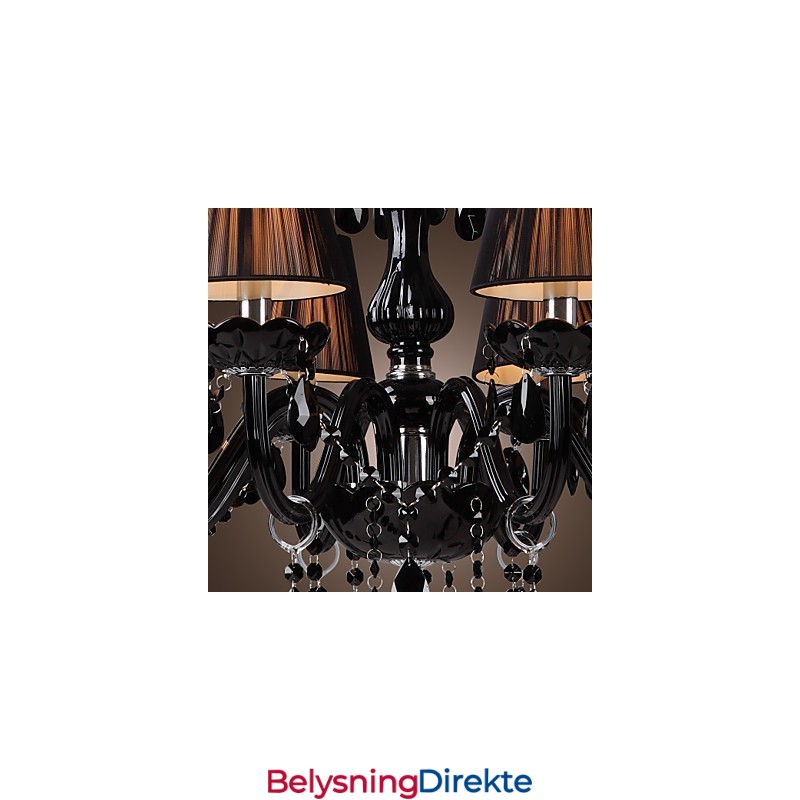 Luksuriøs Moderne Lysekrone I Svart Krystall Med 8 Lys