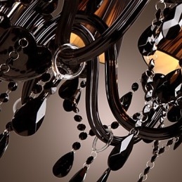 Luksuriøs Moderne Lysekrone I Svart Krystall Med 8 Lys