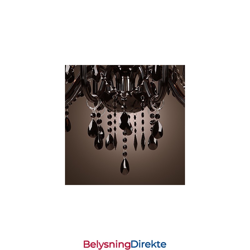 Luksuriøs Moderne Lysekrone I Svart Krystall Med 8 Lys
