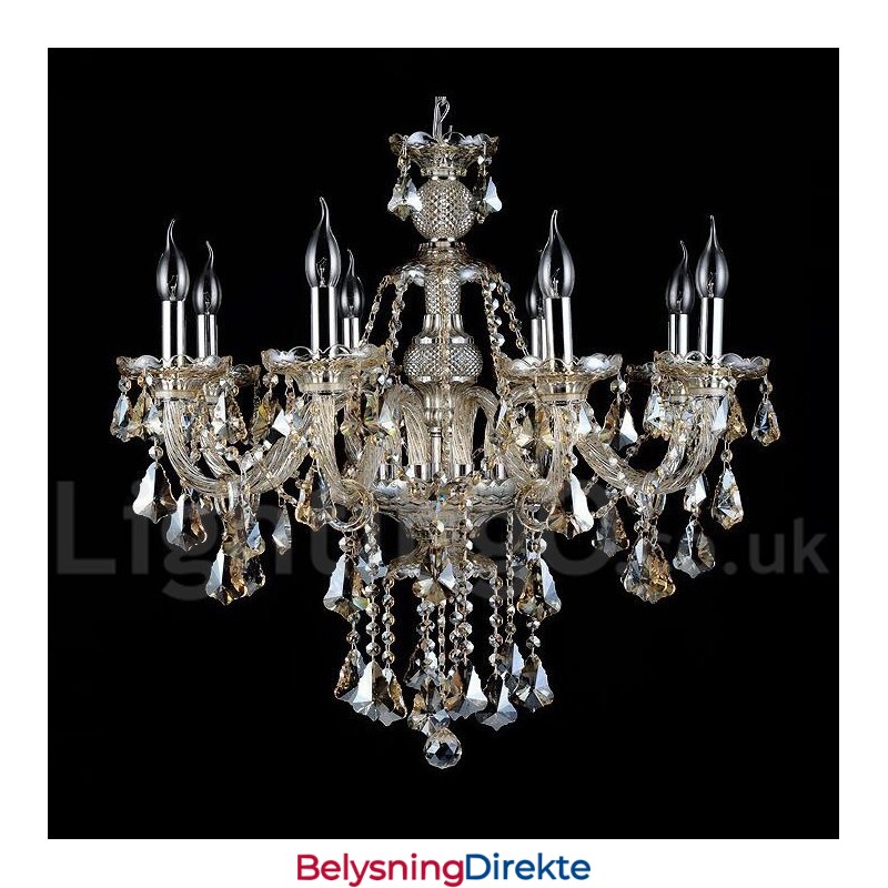 Retro Konjakkfarget K9 Krystall Moderne Lysekrone Med 8 Lys