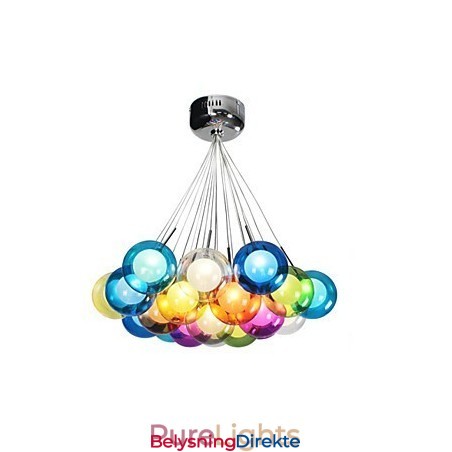 Moderne Boblekulefarget Glasspendellampe Med 19 Lys