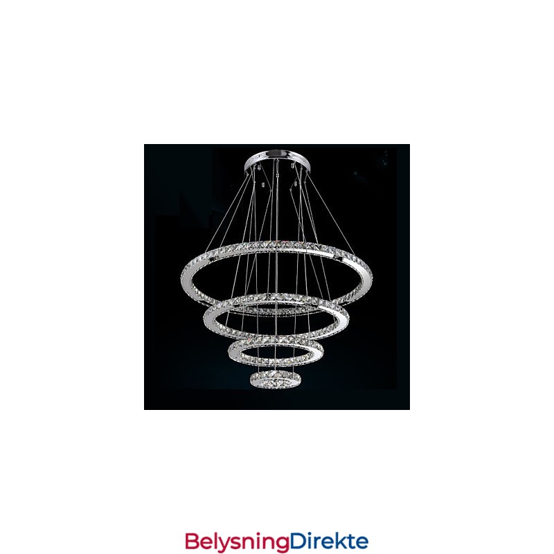 Moderne Pendellampe I Klar Krystall, Lysekrone Til Taket, D100 Cm + D80 Cm + D60 Cm + D40 Cm