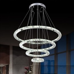 Moderne Pendellampe I Klar Krystall, Lysekrone Til Taket, D100 Cm + D80 Cm + D60 Cm + D40 Cm