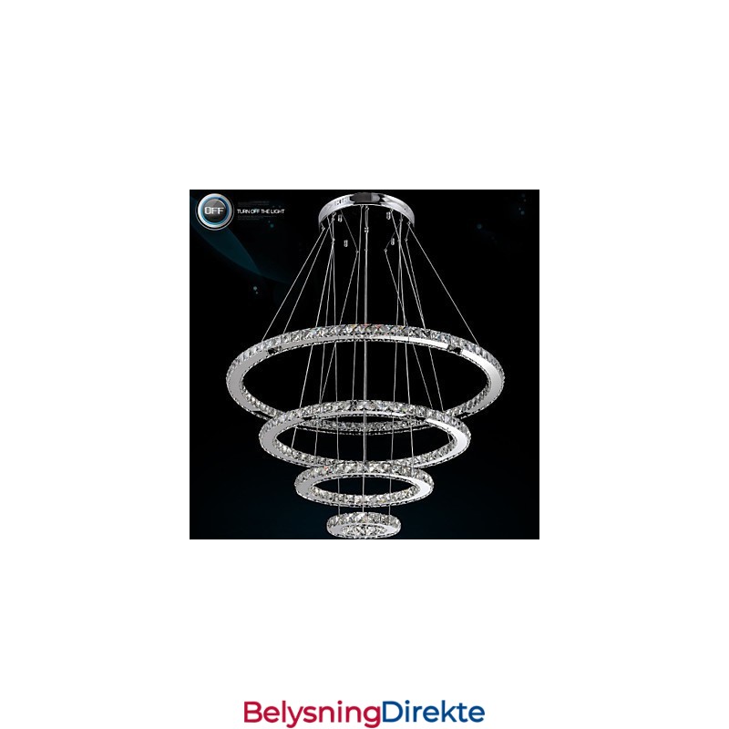 Moderne Pendellampe I Klar Krystall, Lysekrone Til Taket, D100 Cm + D80 Cm + D60 Cm + D40 Cm