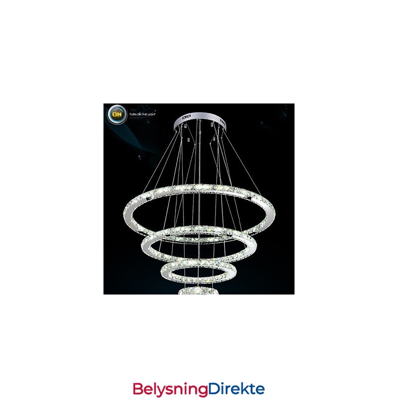 Moderne Pendellampe I Klar Krystall, Lysekrone Til Taket, D100 Cm + D80 Cm + D60 Cm + D40 Cm