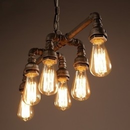 Edison Retro Loftsstil Vintage Industriell Pendellampe Metall Vannrørsarmatur Lampara Colgantes
