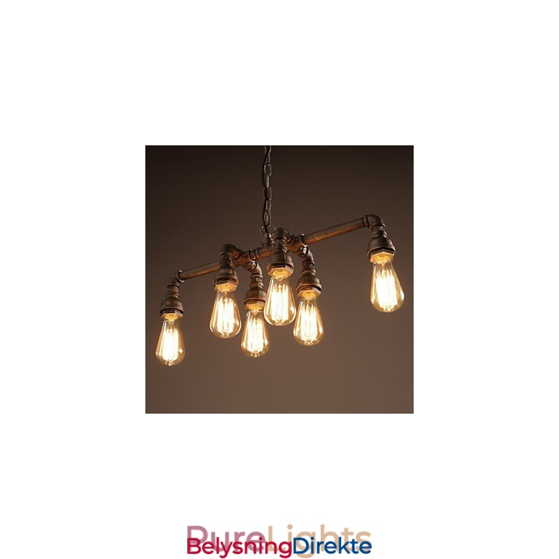 Edison Retro Loftsstil Vintage Industriell Pendellampe Metall Vannrørsarmatur Lampara Colgantes