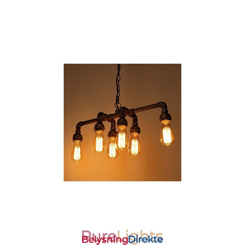 Edison Retro Loftsstil Vintage Industriell Pendellampe Metall Vannrørsarmatur Lampara Colgantes