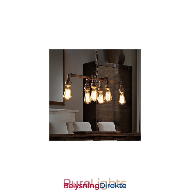 Edison Retro Loftsstil Vintage Industriell Pendellampe Metall Vannrørsarmatur Lampara Colgantes