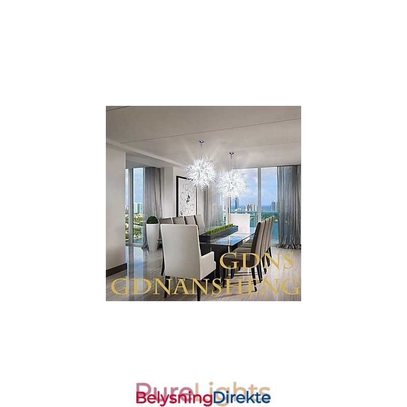 Krystallkrone I Metall Med Anhengslampe I Krom, Globe