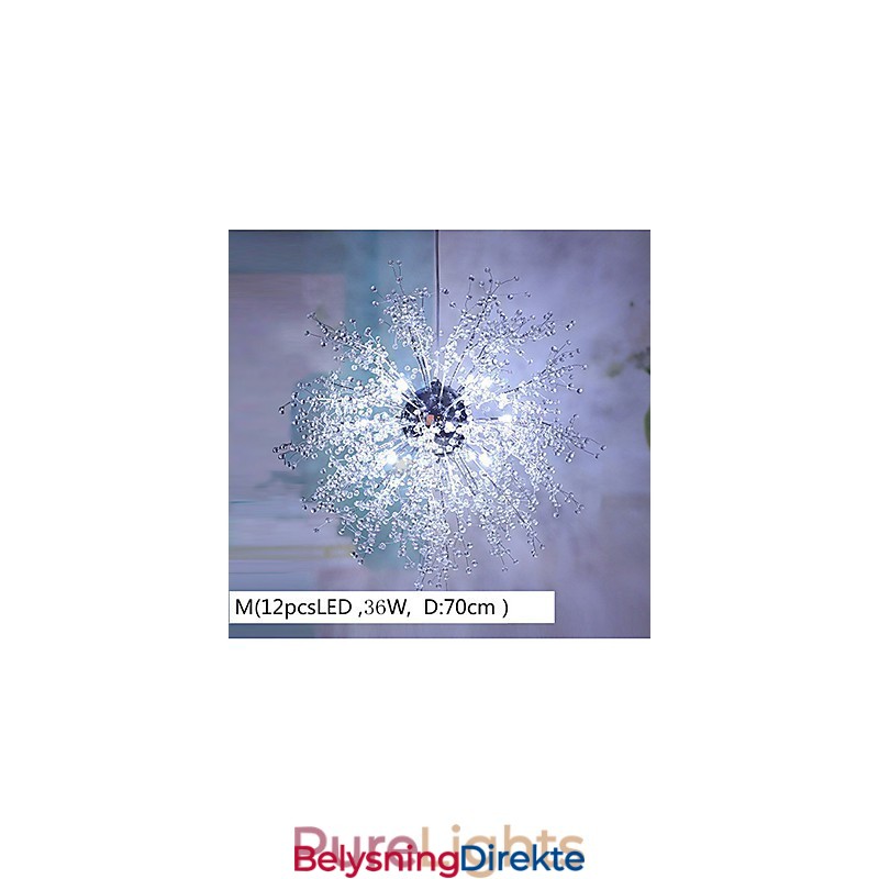 Krystallkrone I Metall Med Anhengslampe I Krom, Globe