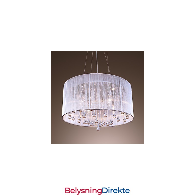 Moderne Samtidskunst Trommekrystall Galvanisert Metall Pendellampe