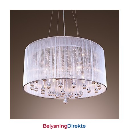 Moderne Samtidskunst Trommekrystall Galvanisert Metall Pendellampe