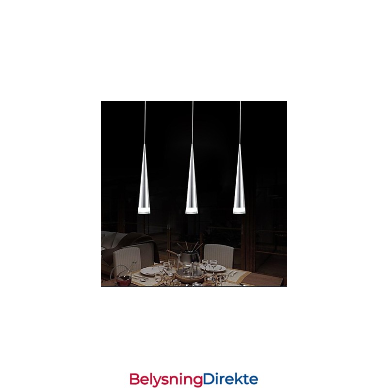 Moderne, Samtidskunstnerisk Anhengslampe I Krom I Metall