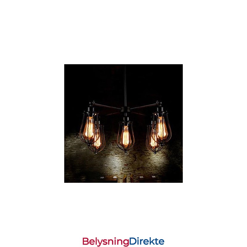 Amerikansk Industriell Restaurering Av Gamle Metoder Smijern Grapefrukt 5-Hodet Droplight