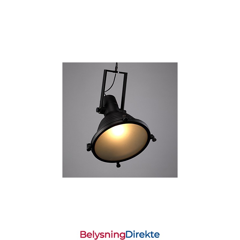 Sort Retro Jernpendellampe Og Glassskjermbutikk