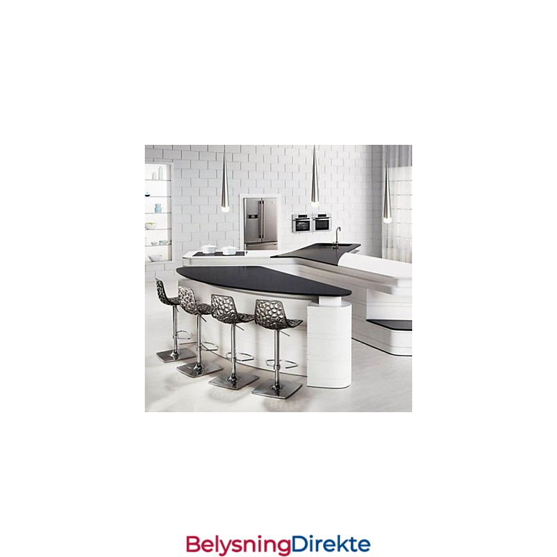 Moderne, Samtidskunstnerisk Anhengslampe I Krom I Metall