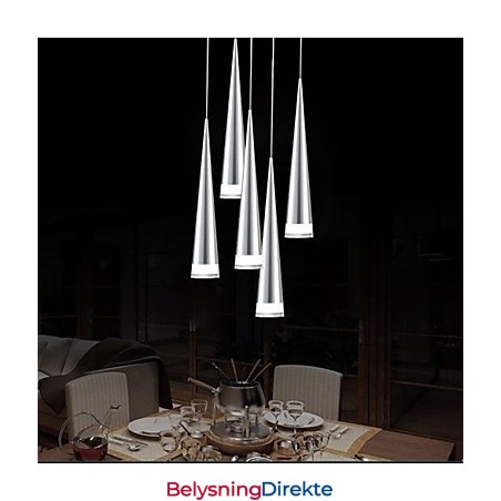 Moderne, Samtidskunstnerisk Anhengslampe I Krom I Metall