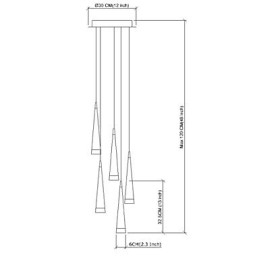 Moderne, Samtidskunstnerisk Anhengslampe I Krom I Metall