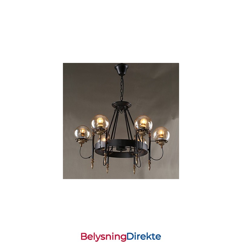 Kunstglasskule Rund Bønnestengel Lysekrone