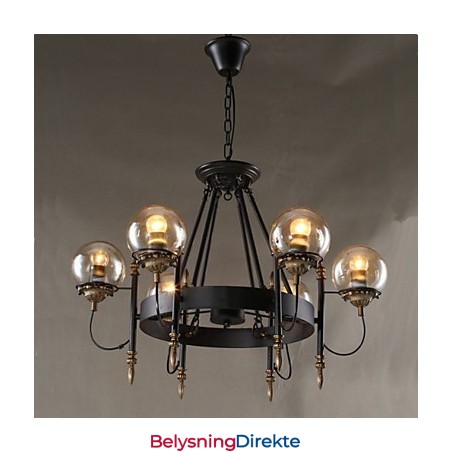 Kunstglasskule Rund Bønnestengel Lysekrone