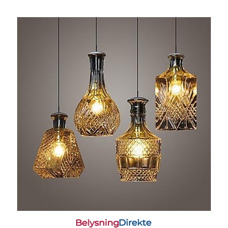 Krystallglasslampe Med 4 Lysskjermer, Minimalistiske Flaskelys