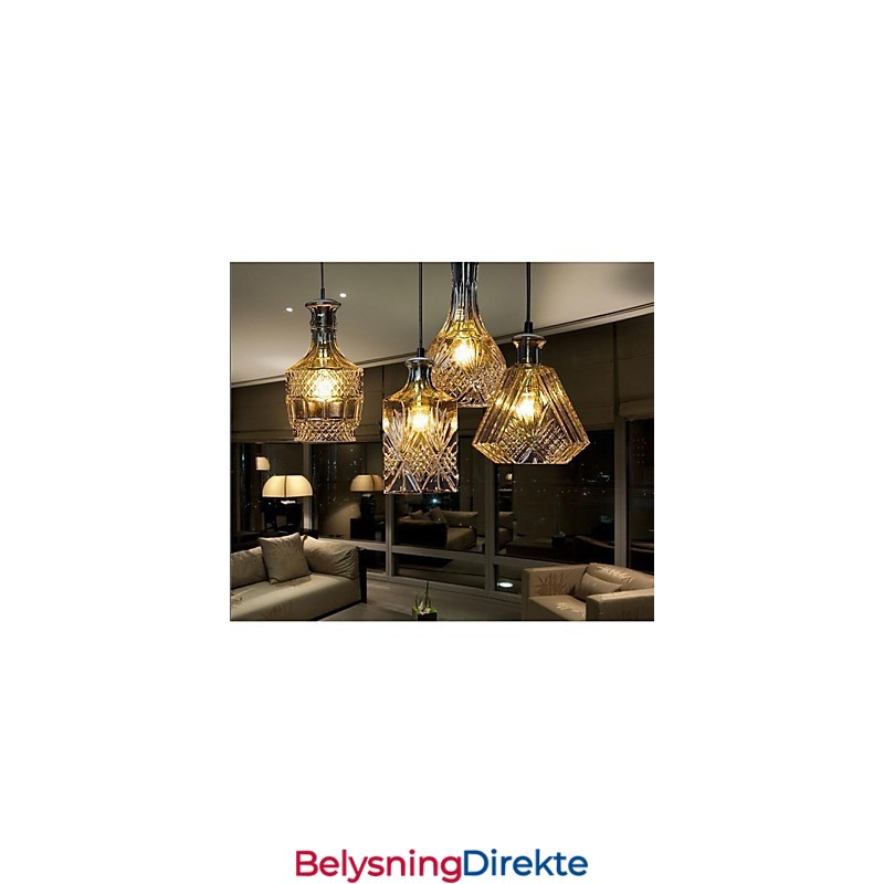 Krystallglasslampe Med 4 Lysskjermer, Minimalistiske Flaskelys