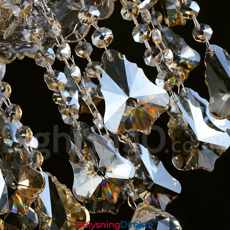 Retro Konjakkfarget K9 Krystall Moderne Lysekrone Med 8 Lys