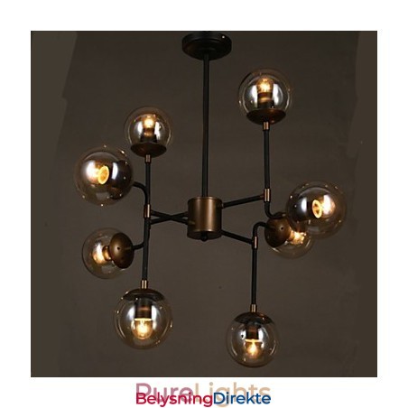 Kunstglasskule Rund Bønnestengel Lysekrone