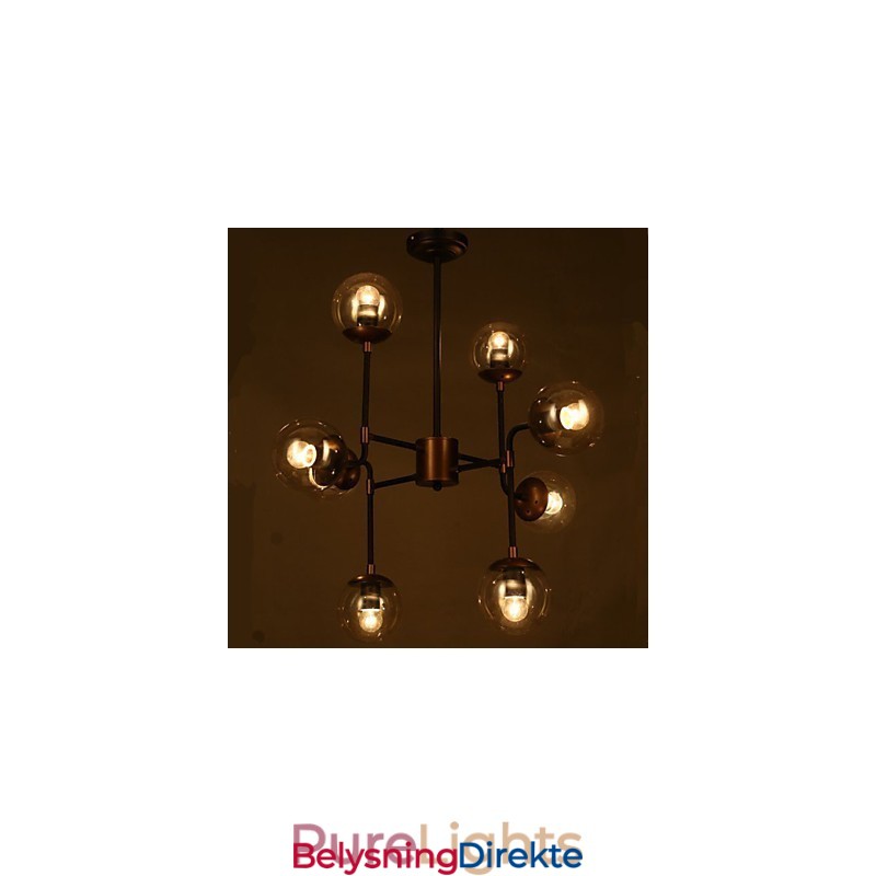 Kunstglasskule Rund Bønnestengel Lysekrone