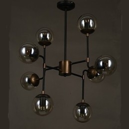 Kunstglasskule Rund Bønnestengel Lysekrone