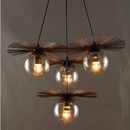 Kunstglasskule Rund Bønnestengel Lysekrone