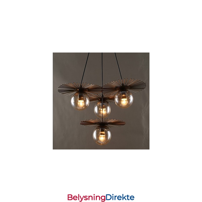 Kunstglasskule Rund Bønnestengel Lysekrone