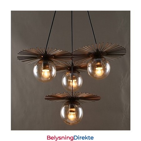 Kunstglasskule Rund Bønnestengel Lysekrone