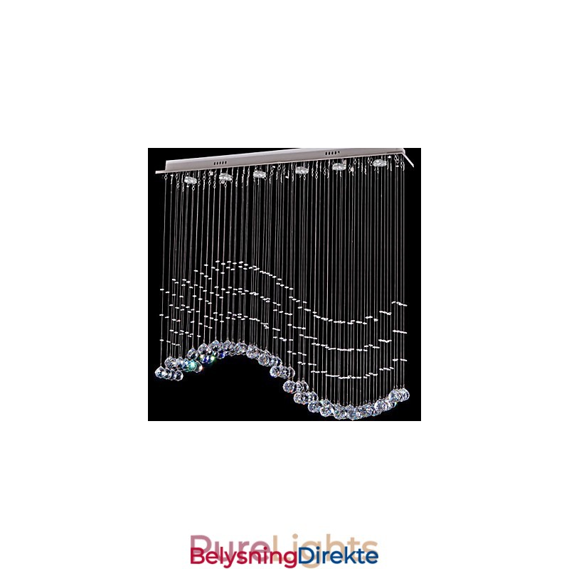 Pendellampe Med 6 Lys, Moderne Sølvfarget, Gjennomsiktig Krystallbølge I Taklamper