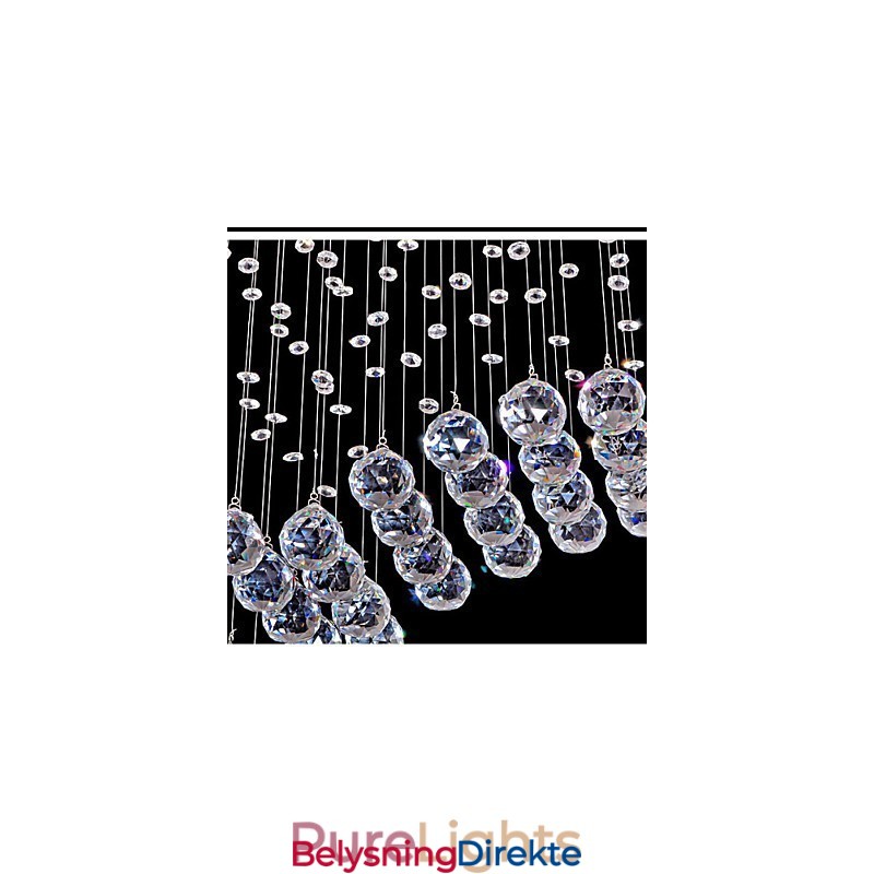Pendellampe Med 6 Lys, Moderne Sølvfarget, Gjennomsiktig Krystallbølge I Taklamper