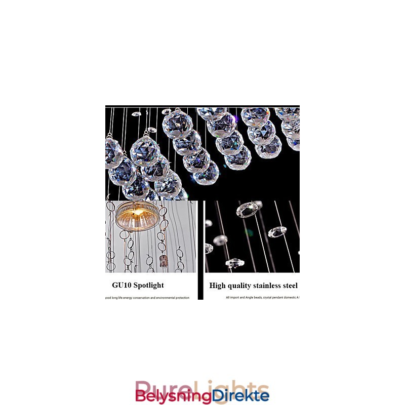 Pendellampe Med 6 Lys, Moderne Sølvfarget, Gjennomsiktig Krystallbølge I Taklamper